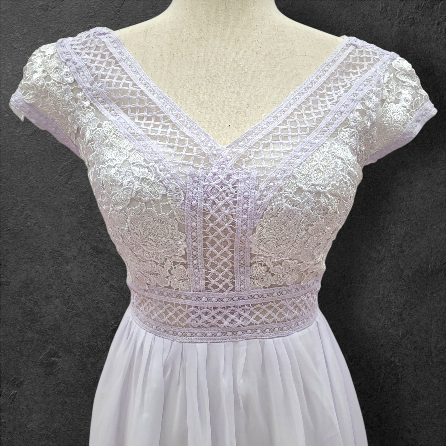 Cap Sleeve Chiffon Wedding Dress with Detailed Bodice