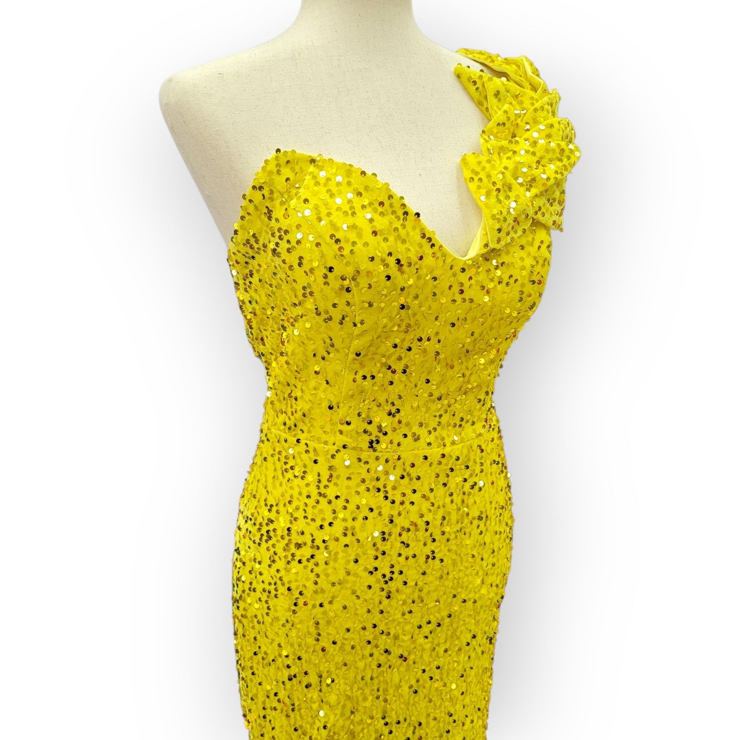 Elegant and Fun Sequin Evening Gown with Decorative Shoulder Strap