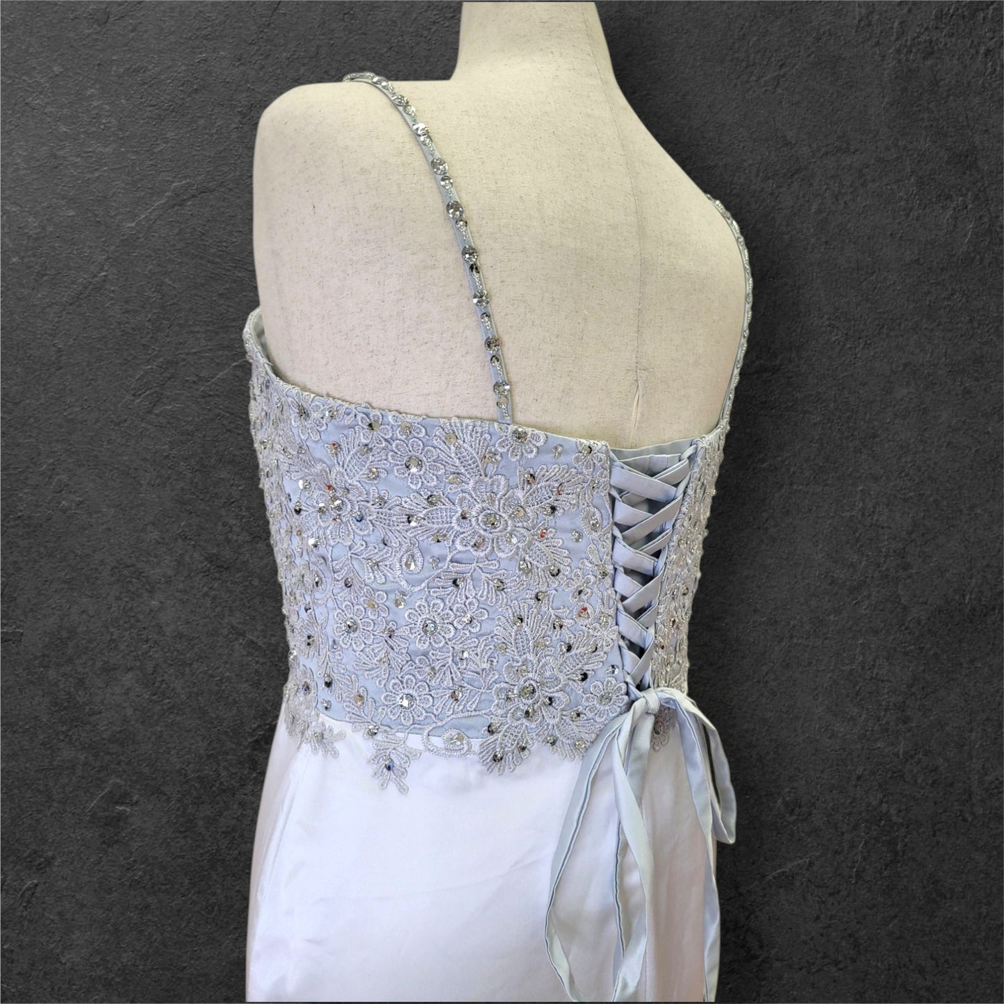 Ruffle Skirt Trumpet Wedding Dress with Silver Embroidered Corset Bodice