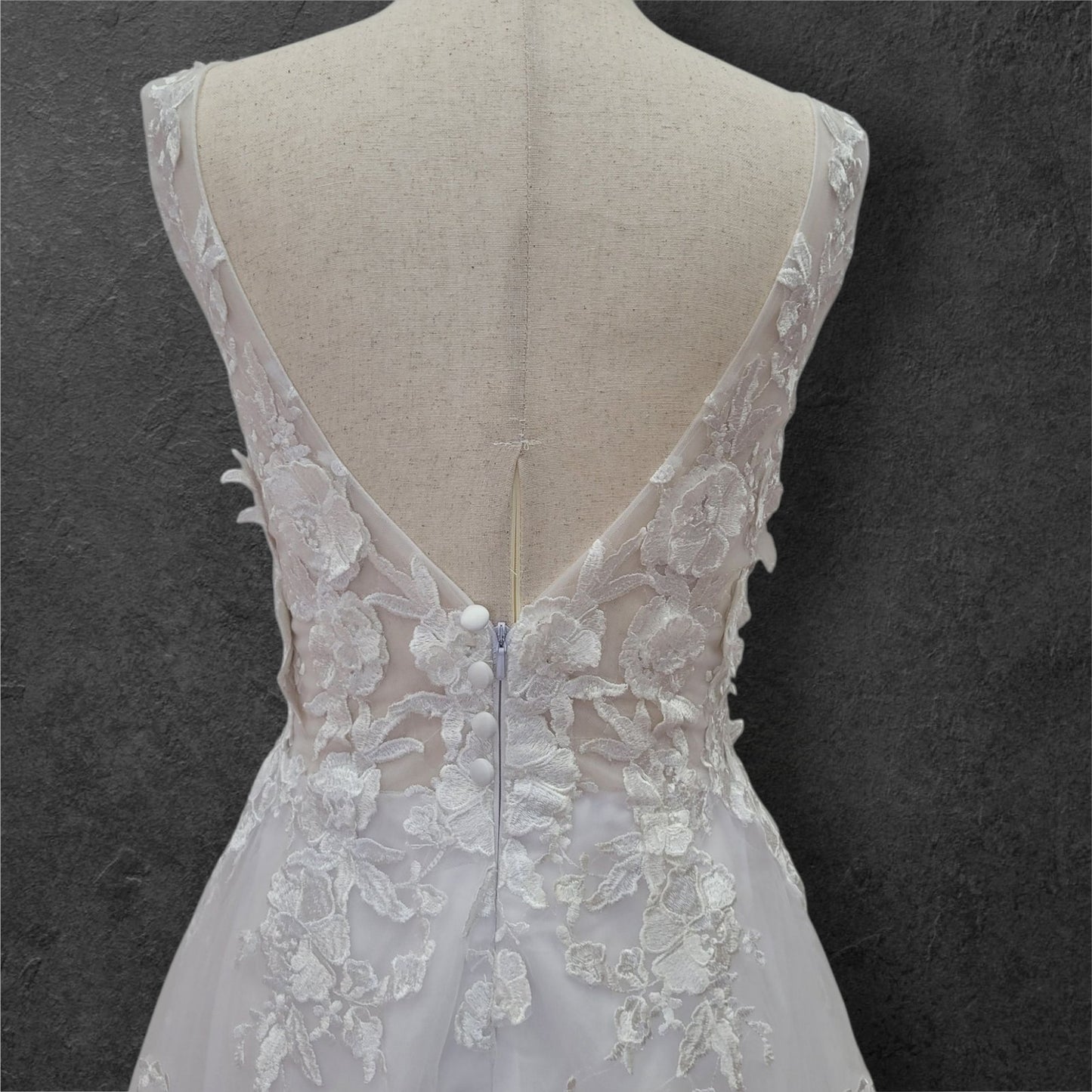Romantic A Line V Neck Wedding Dress with Flower Appliques