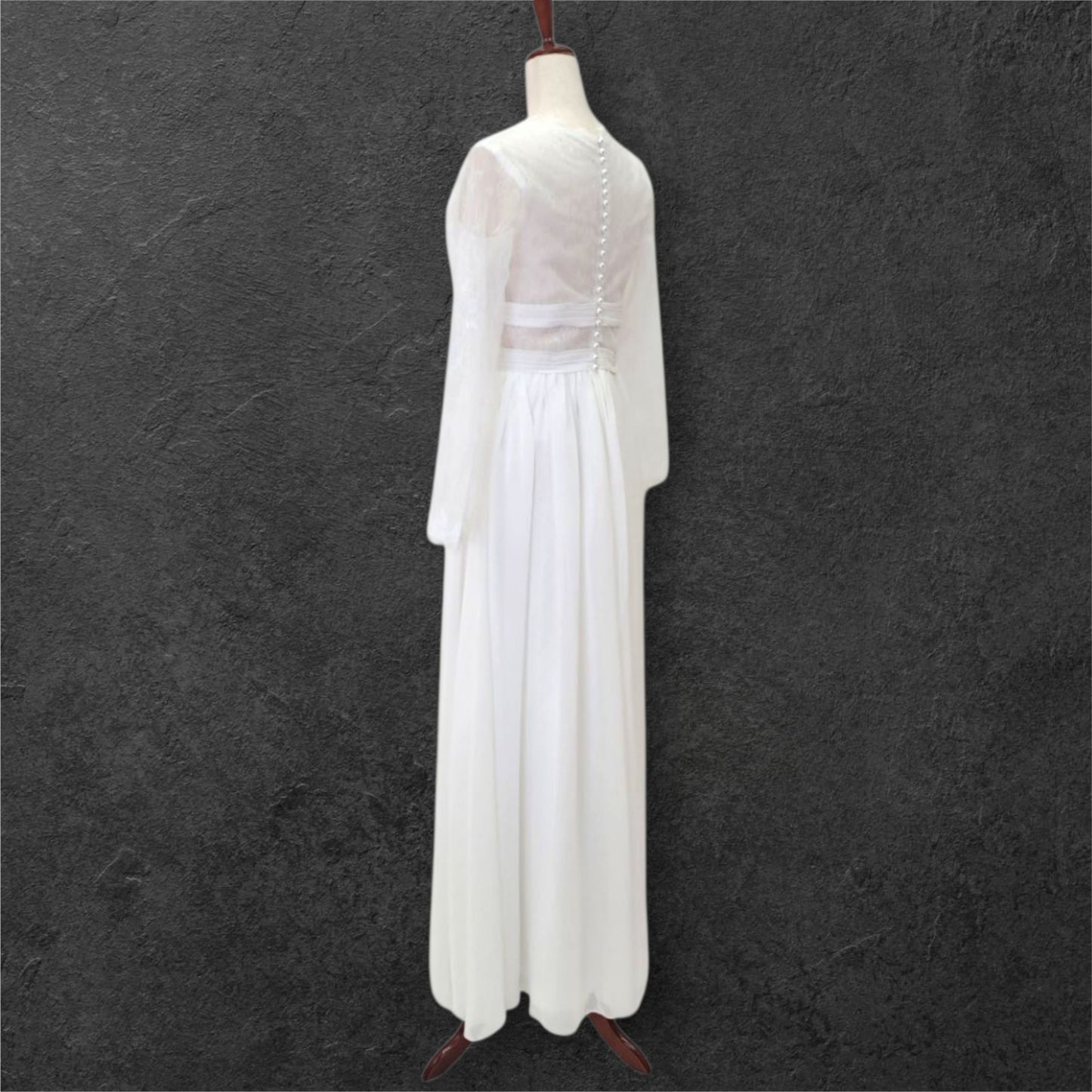 Boho Column Wedding Dress with Semi Sheer Midsection Band