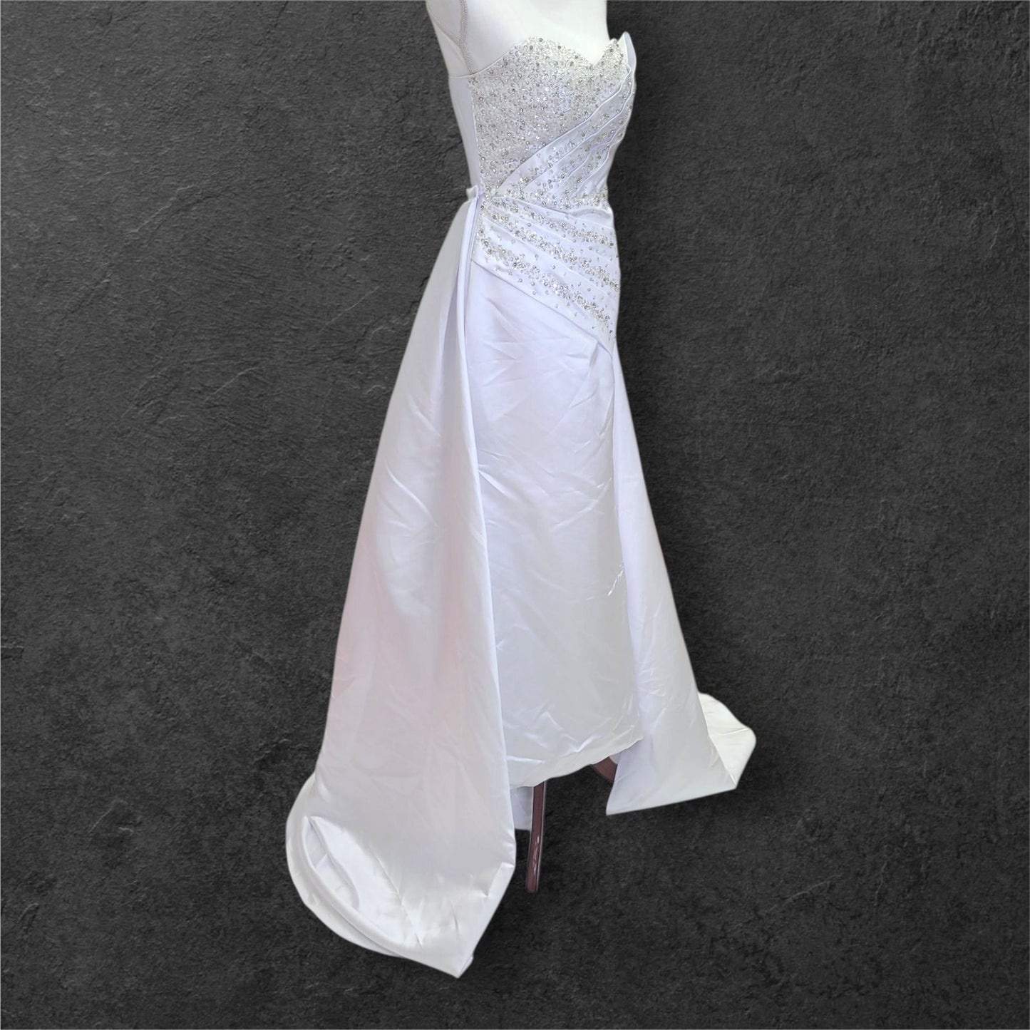 Stunning Strapless Satin Gown with Detachable Skirt