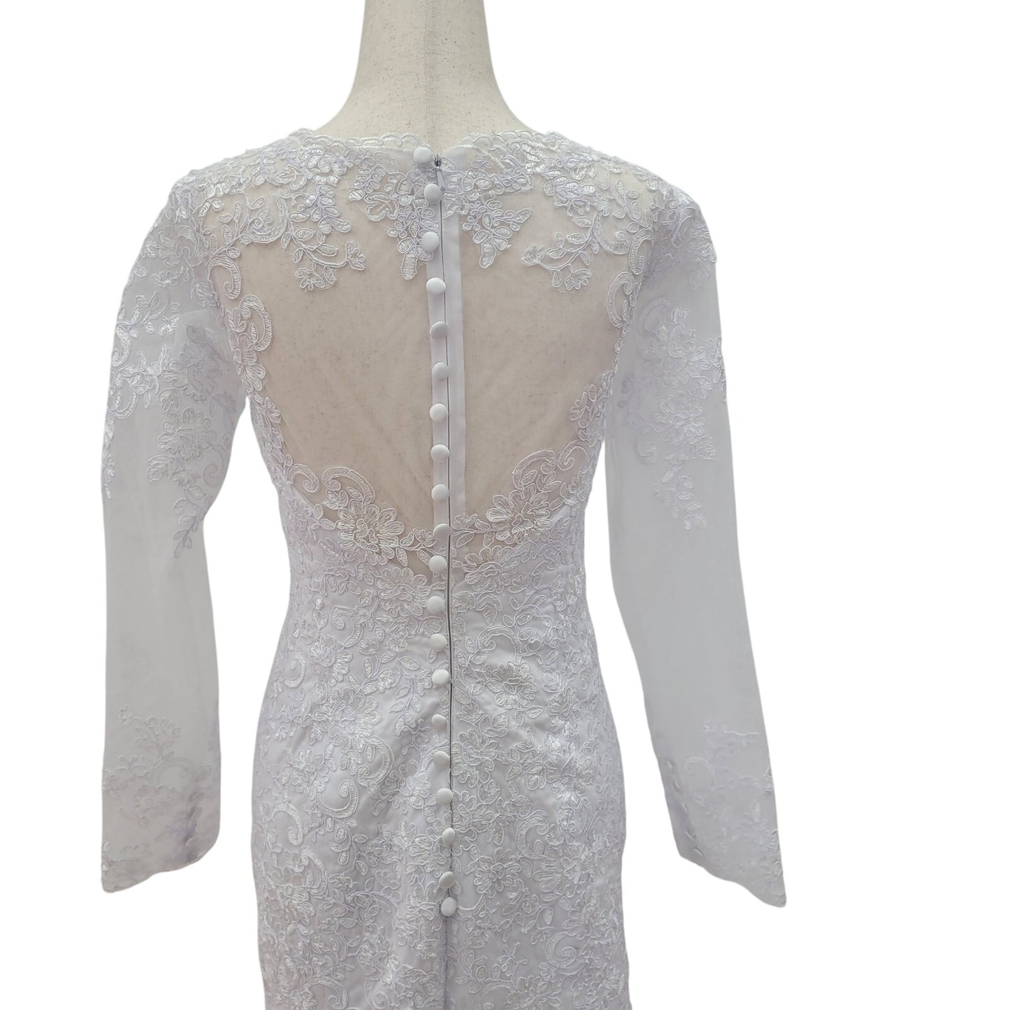 Long Sleeve Trumpet Style High Neckline Wedding Dress