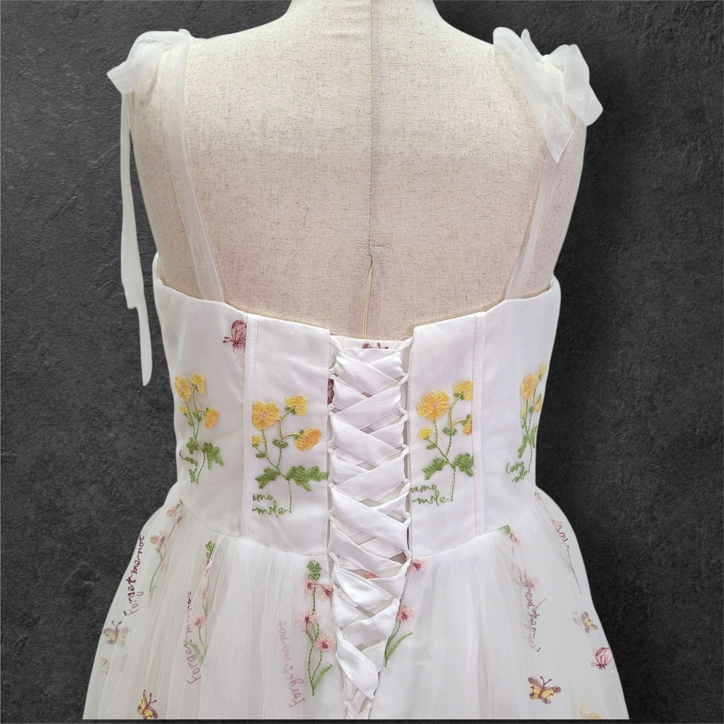 Colorful Floral Embroidered Wedding Dress with Sweetheart Neckline
