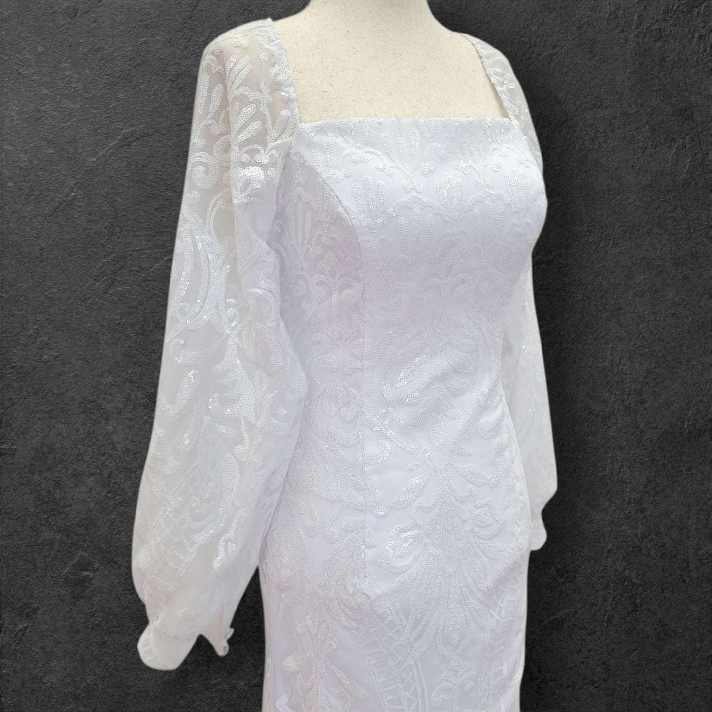 Fitted Sheath Wedding Dress with Patterned Sequins