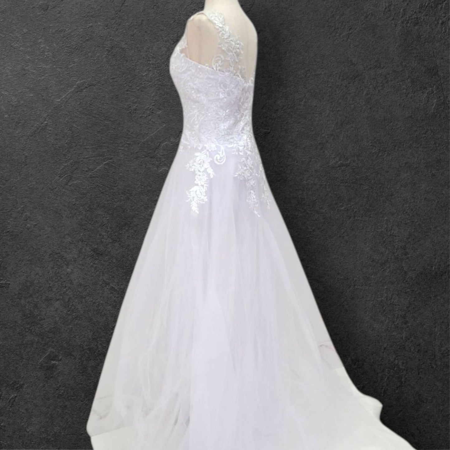 Drop Waisted A Line Wedding Dress with V Neck