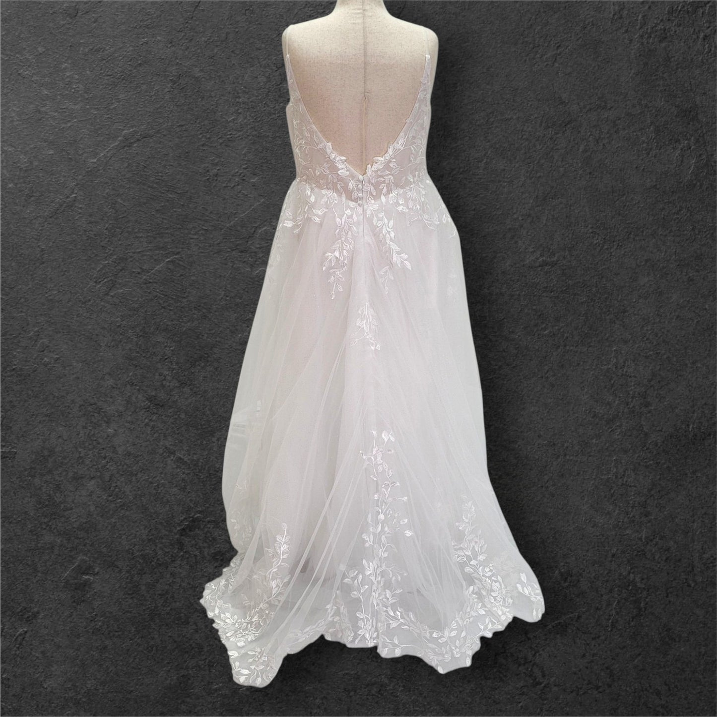 Tulle A Line Wedding Dress with Low Back and Sparkle Throughout