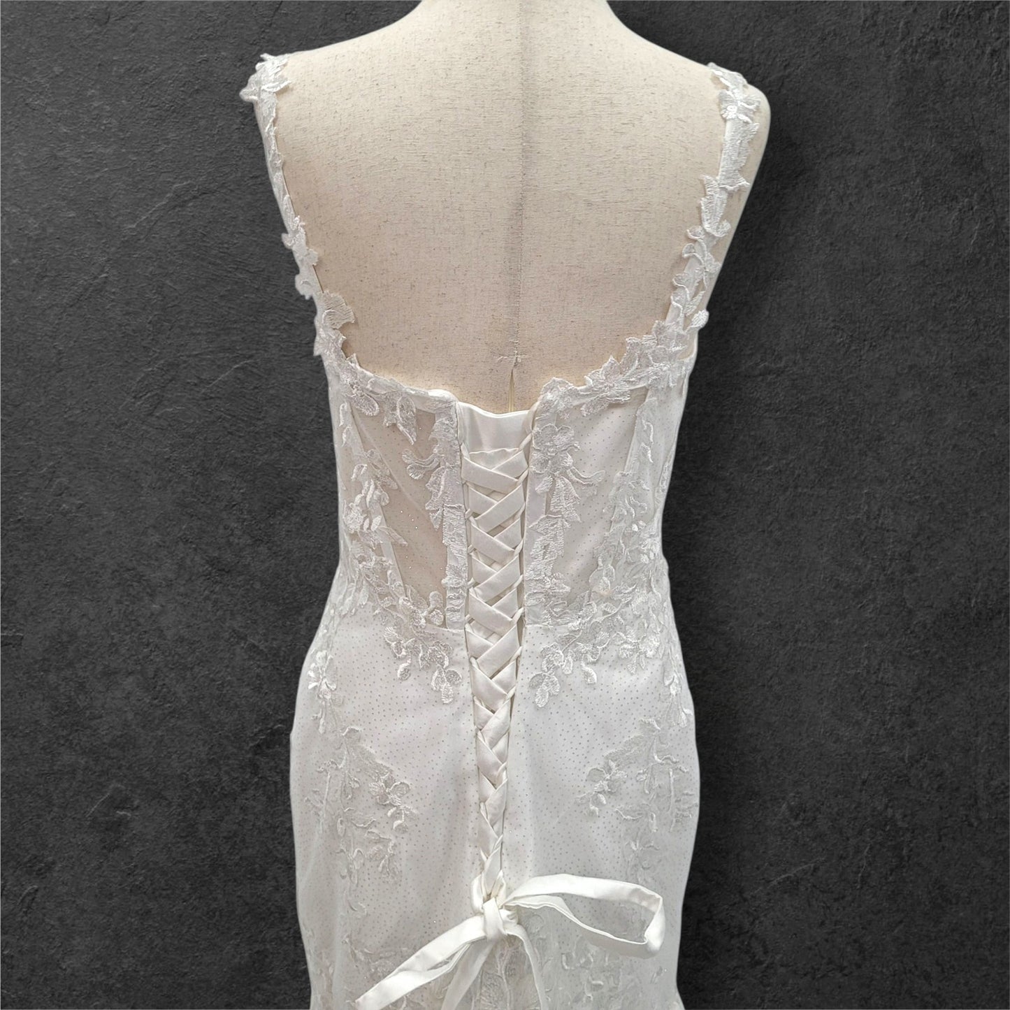 Trumpet Style Wedding Dress with Floral Appliques and Corset Back