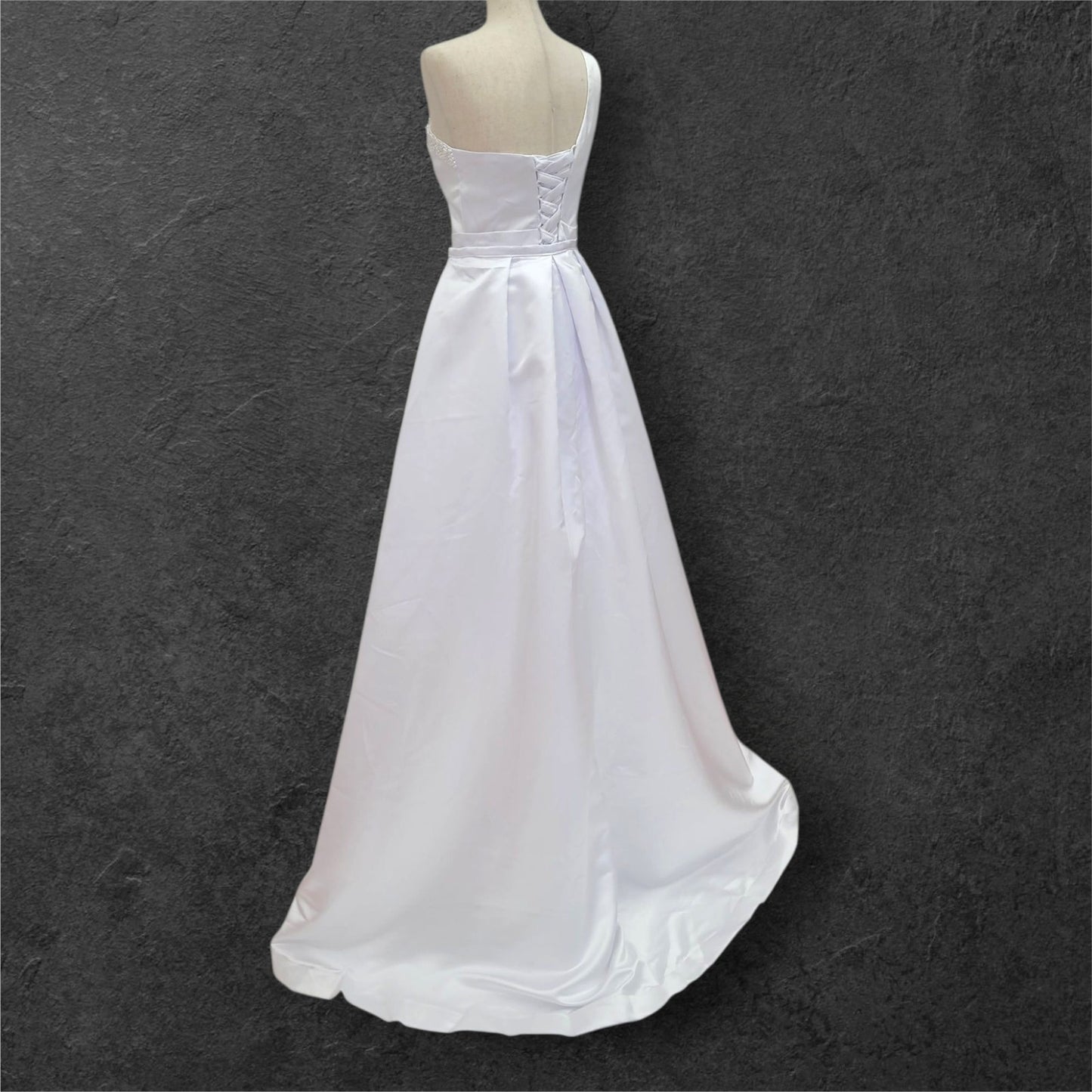 One Shoulder Satin Wedding Dress with Detachable Skirt