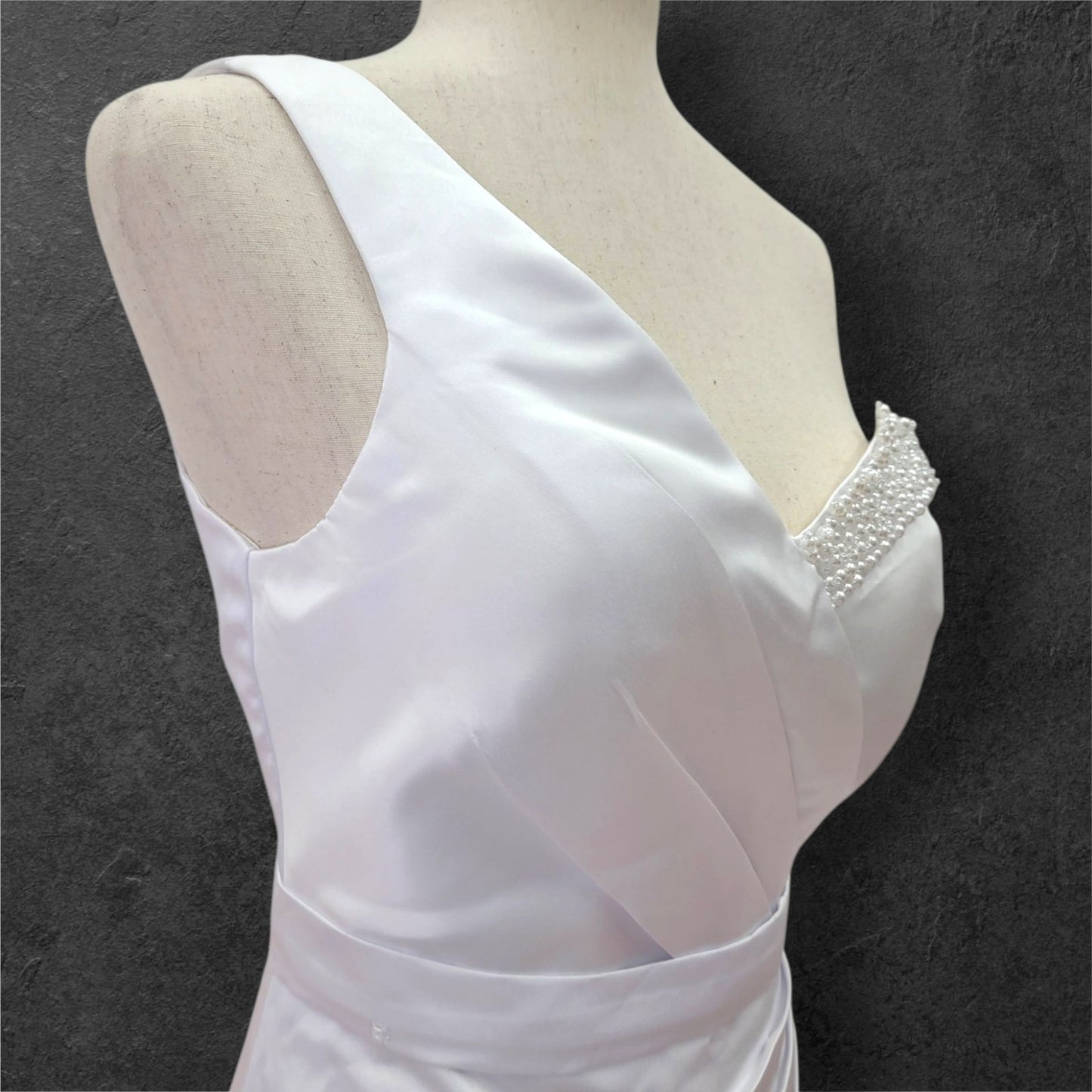 One Shoulder Satin Wedding Dress with Detachable Skirt