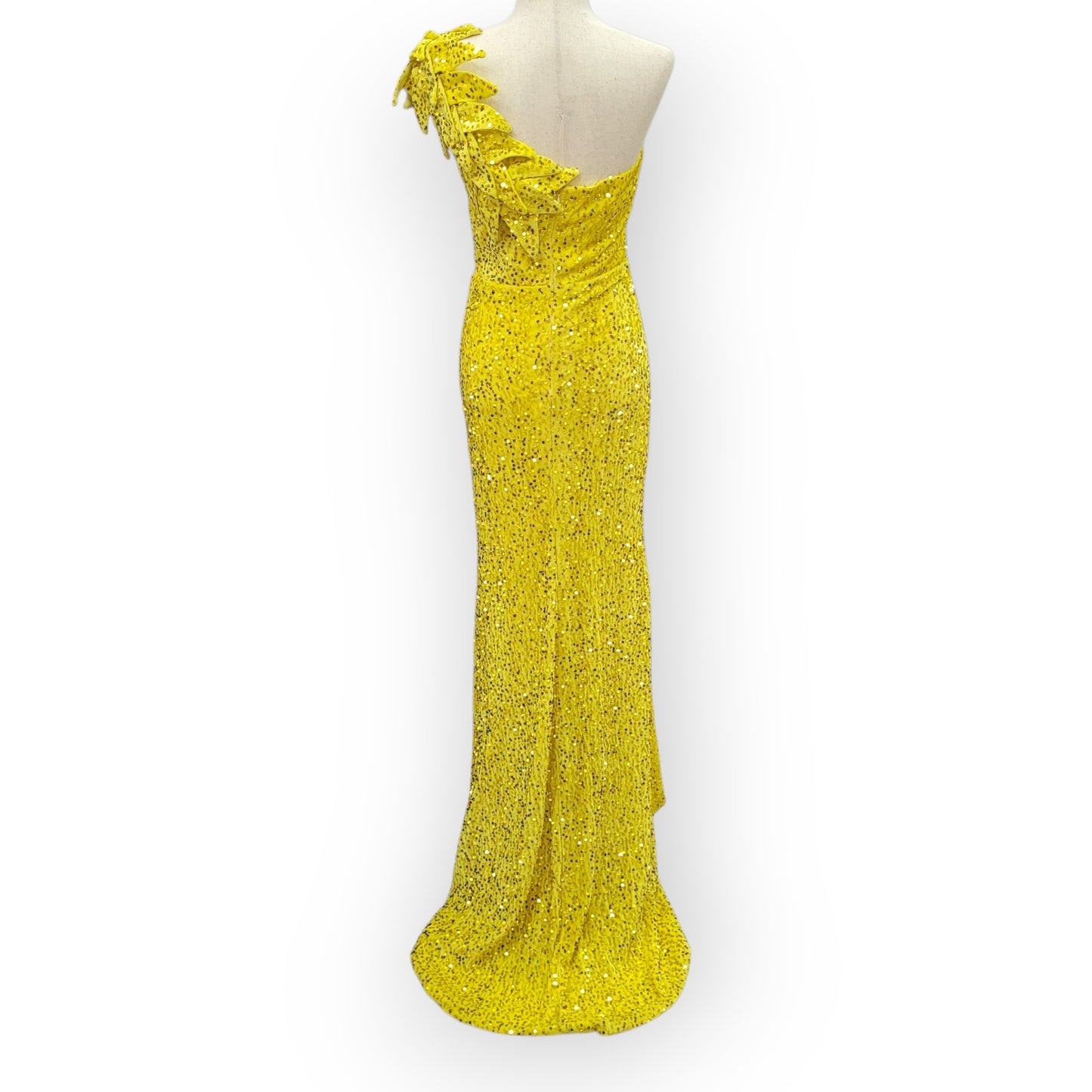 Elegant and Fun Sequin Evening Gown with Decorative Shoulder Strap
