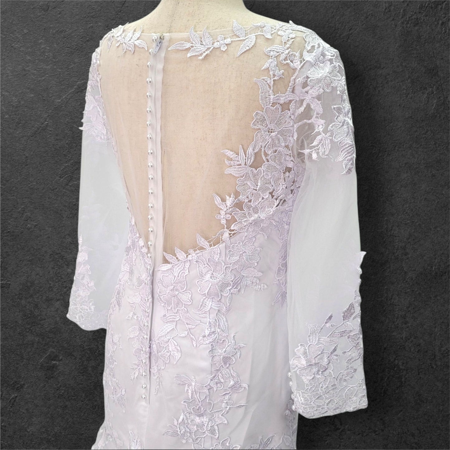 Long Sleeve Fit n Flair Wedding Dress with Zipper High Back Mesh Design