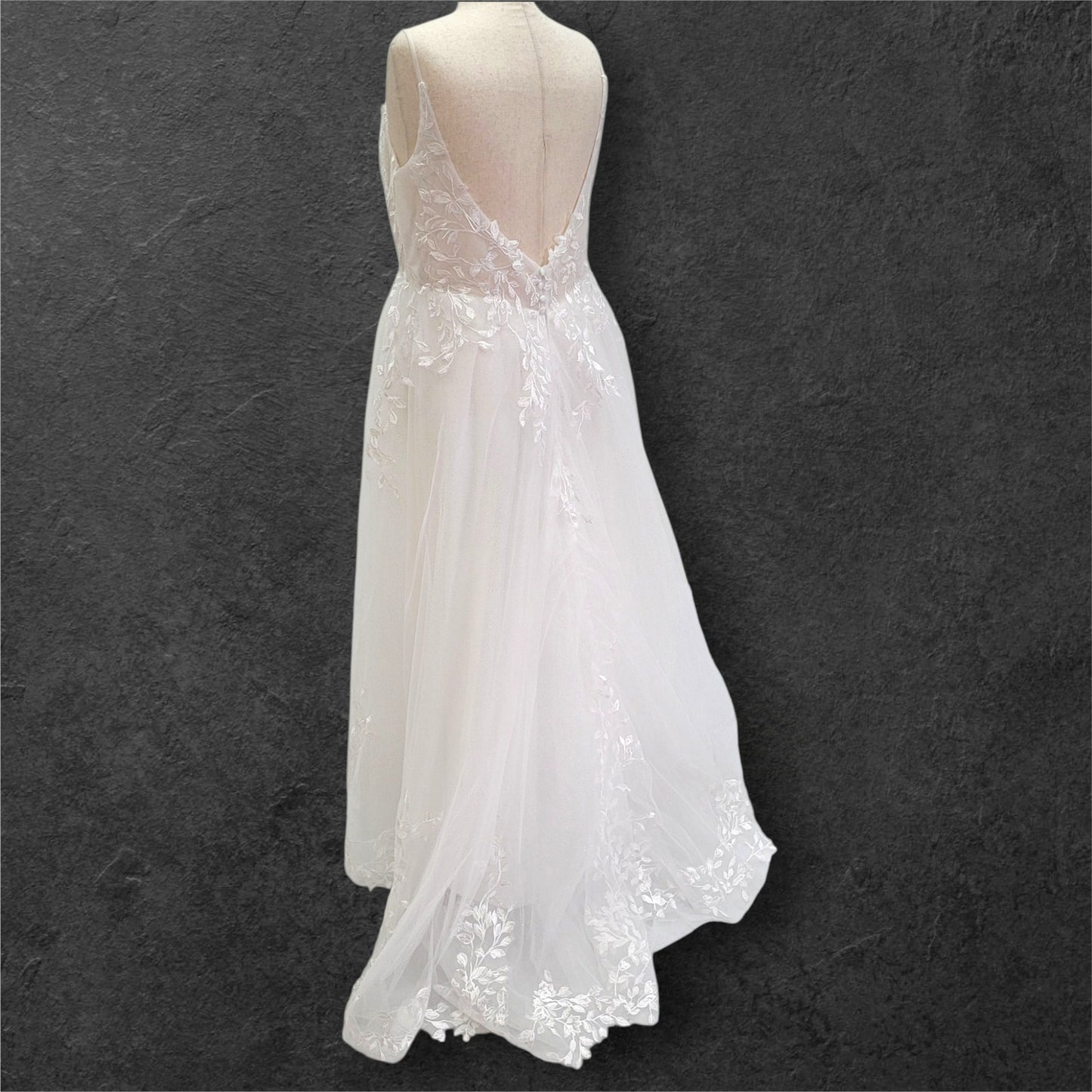 Tulle A Line Wedding Dress with Low Back and Sparkle Throughout