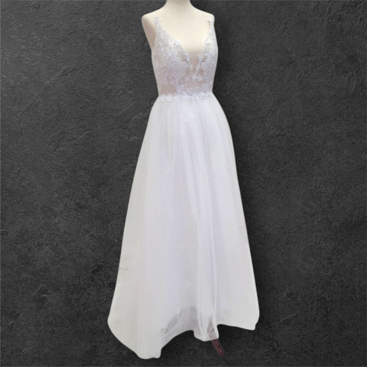 Floral V-Neck Wedding Dress
