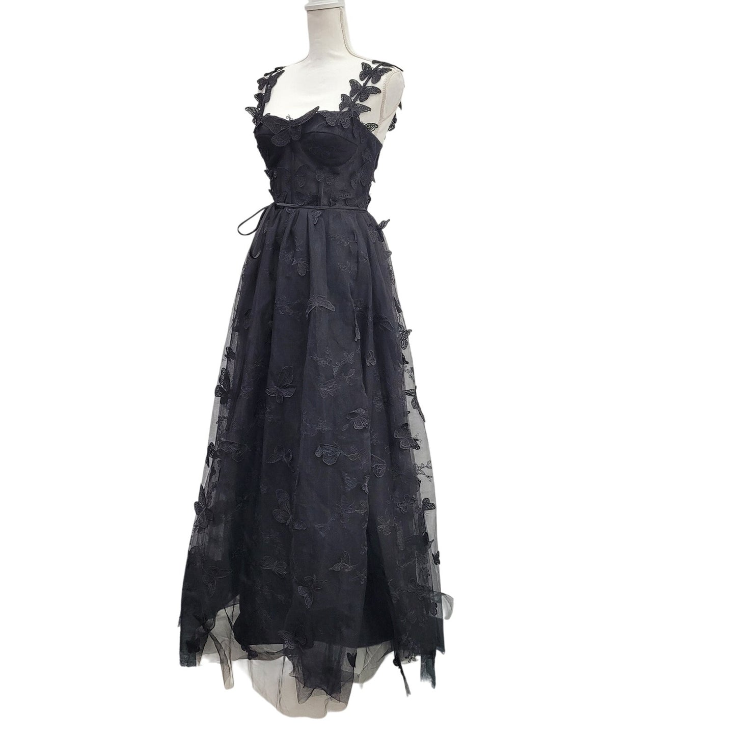 Women's Black Butterfly Dress with Corset Back