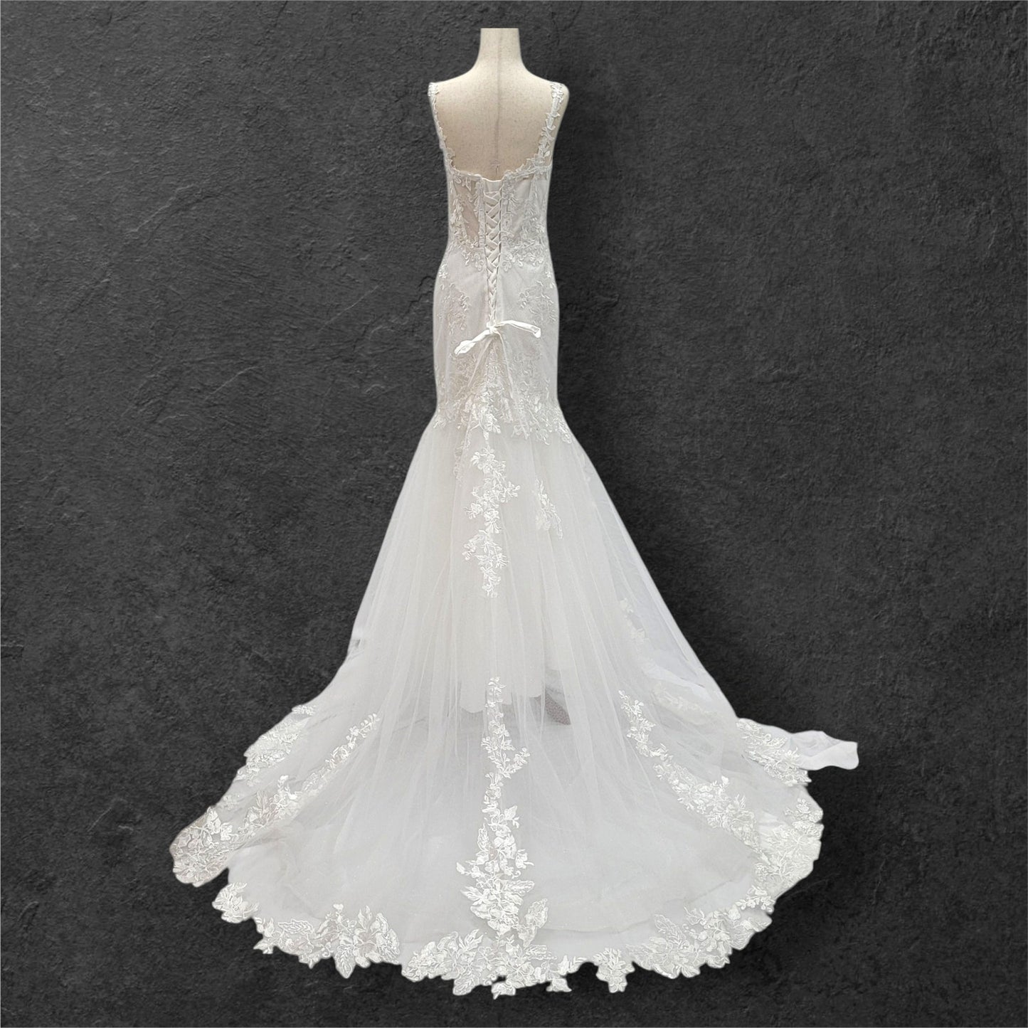 Trumpet Style Wedding Dress with Floral Appliques and Corset Back