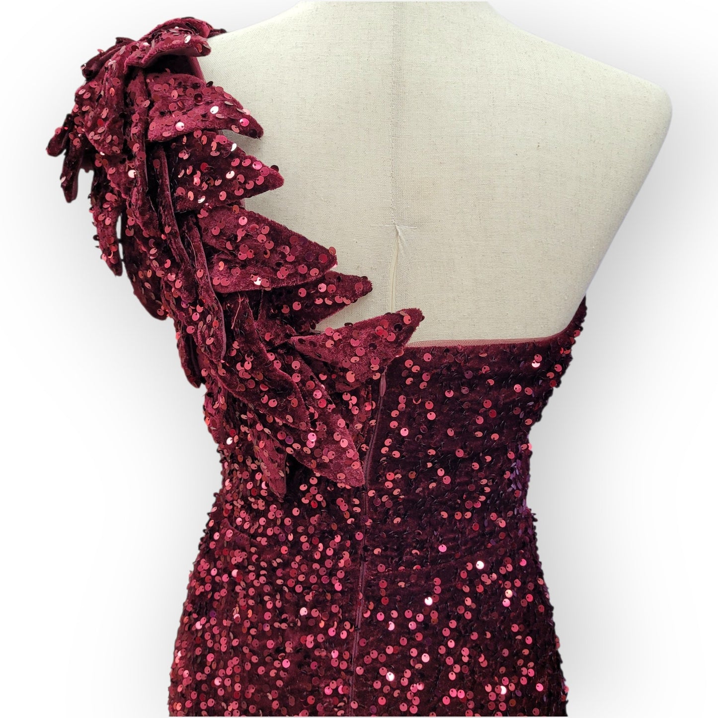 Elegant and Fun Sequin Evening Gown with Decorative Shoulder Strap