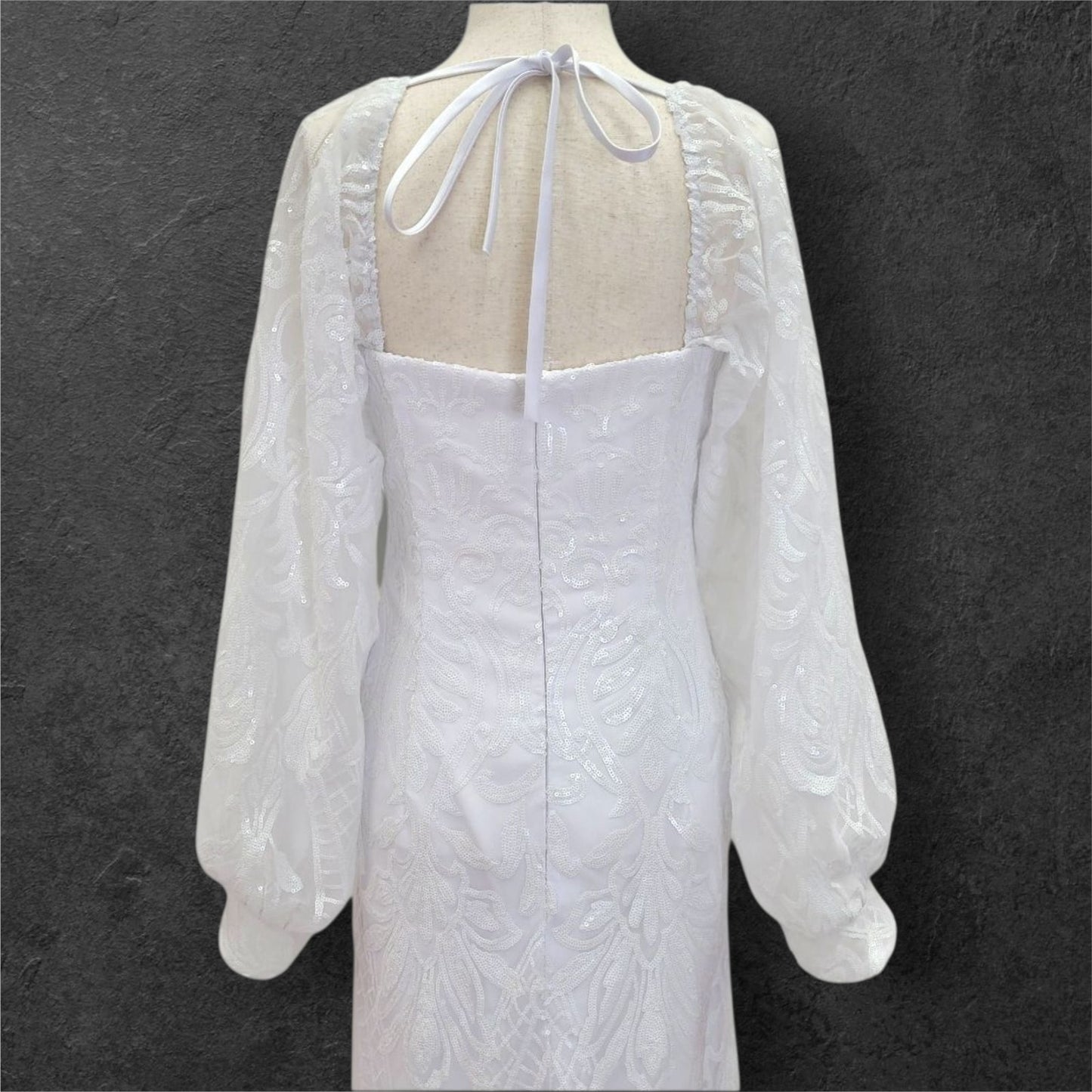 Fitted Sheath Wedding Dress with Patterned Sequins