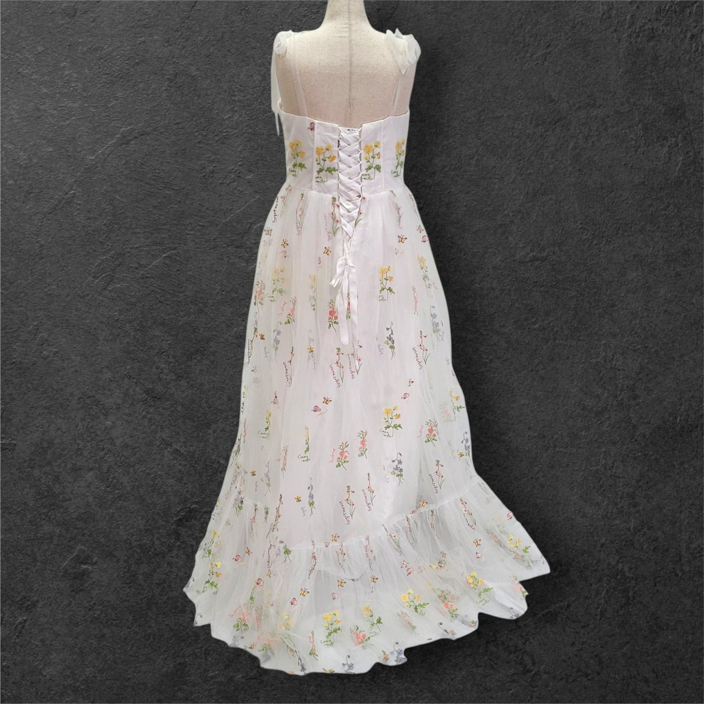 Colorful Floral Embroidered Wedding Dress with Sweetheart Neckline