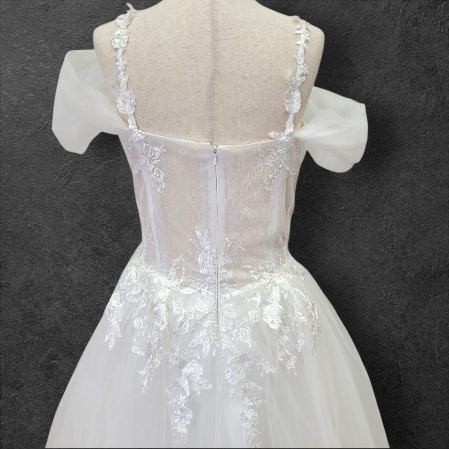 Tulle Off-Shoulder Ballgown Wedding Dress with Corset Boning