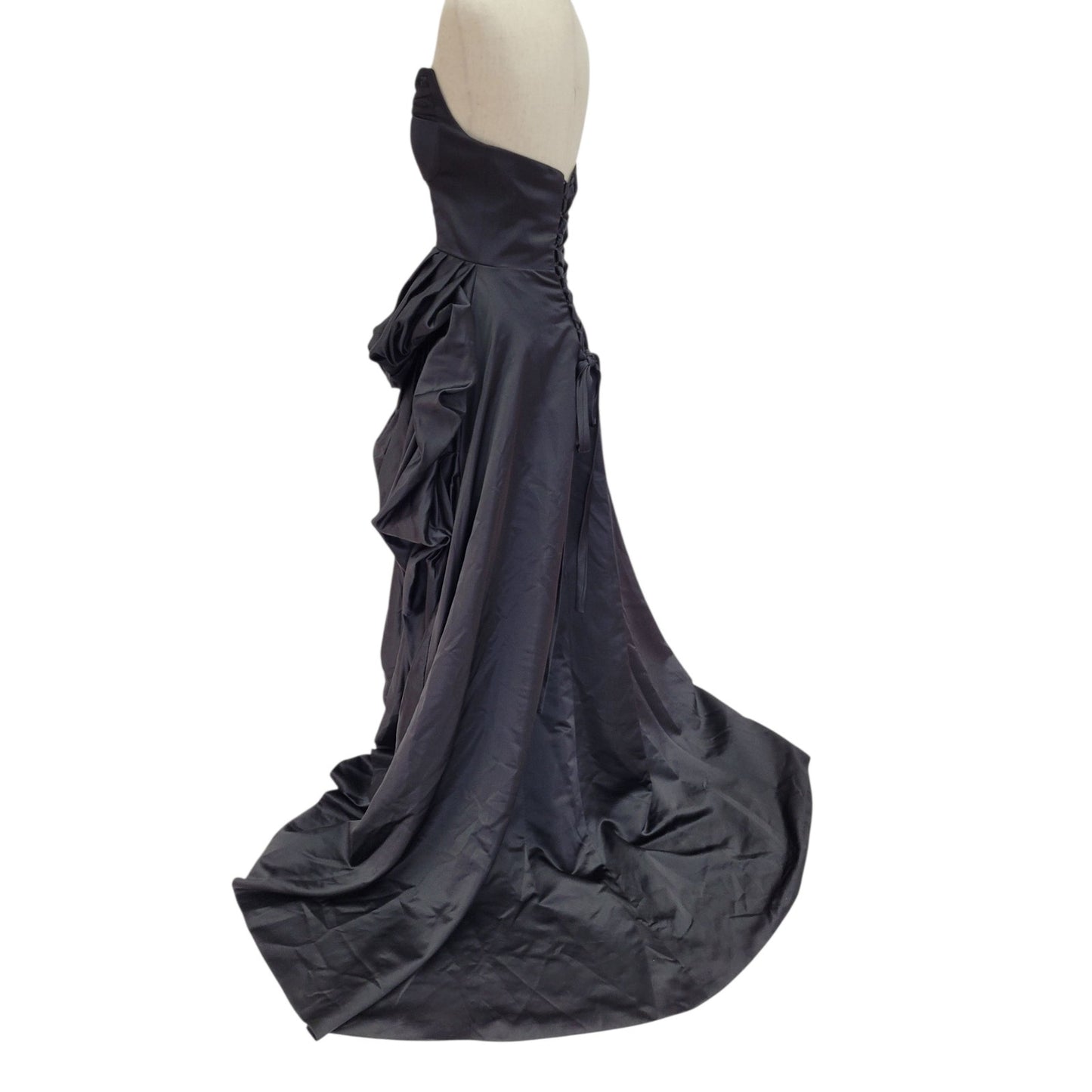 Stunning Strapless Black Satin Ball Gown with Pickups