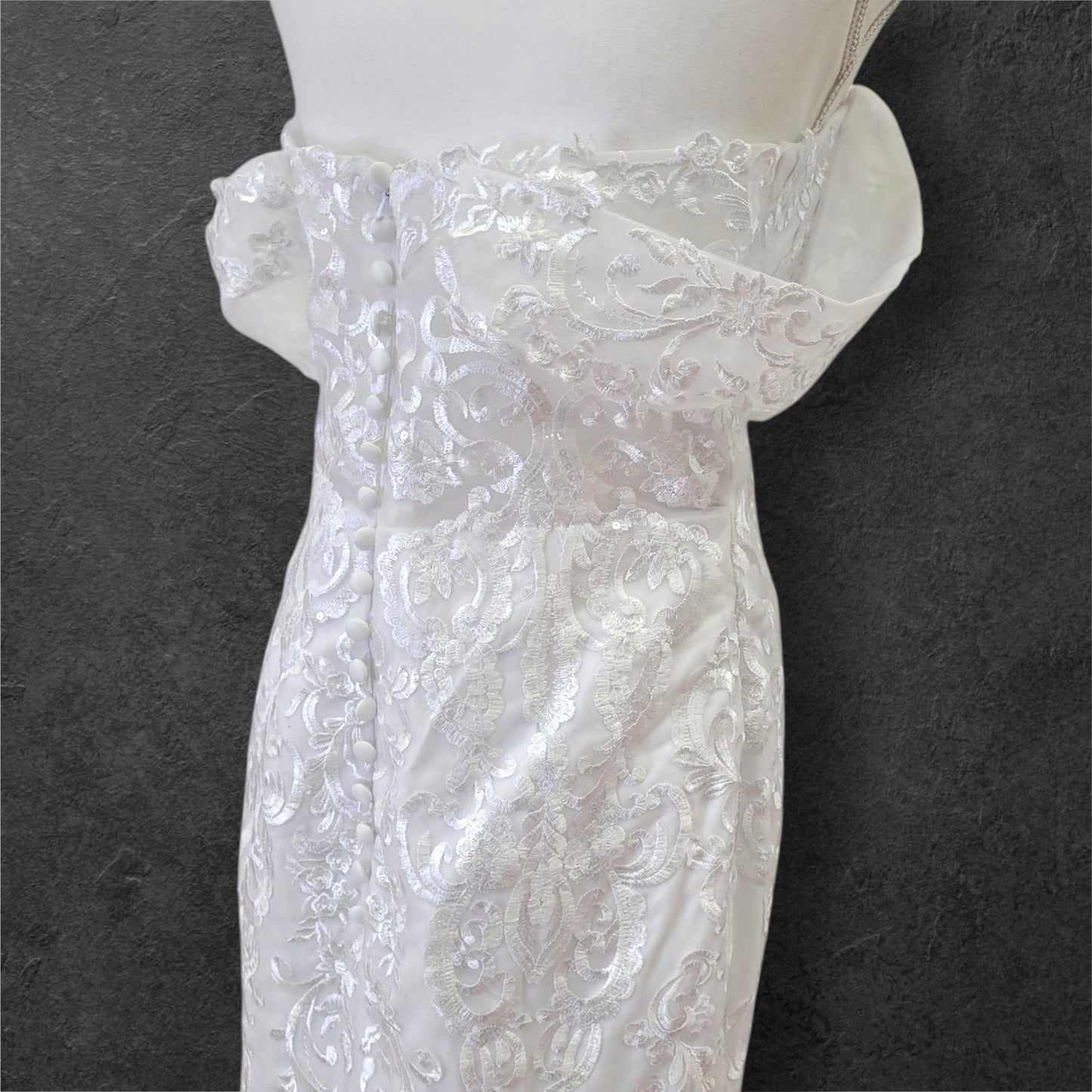 Off Shoulder Trumpet Wedding Dress with Train and Corset