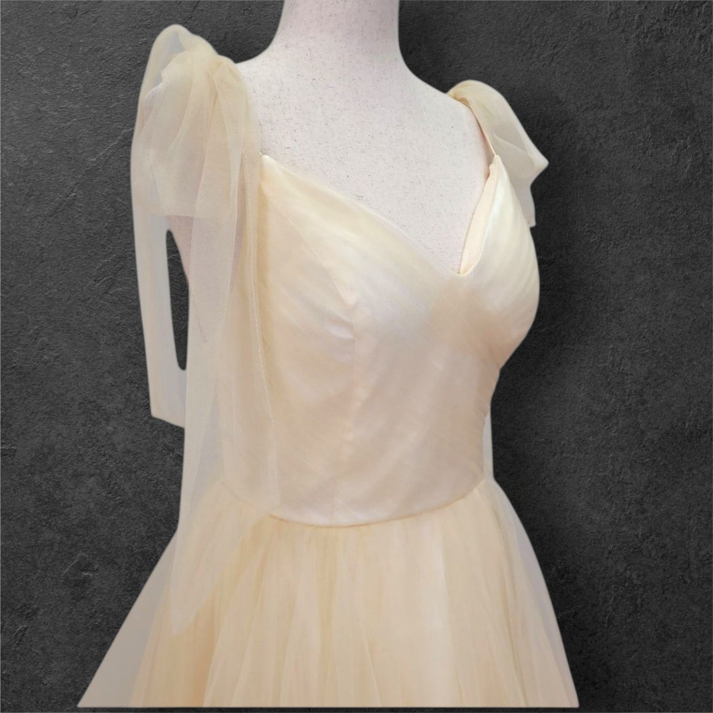 Champagne Tulle Ballgown Wedding Dress with Multi-Layered Skirt