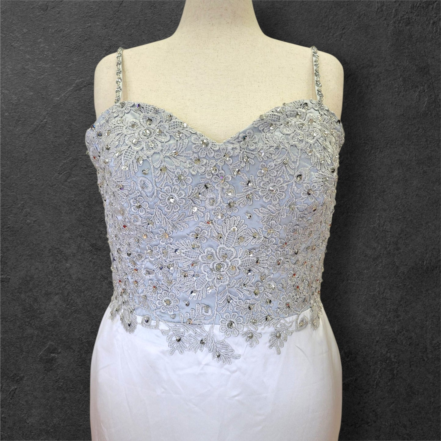 Ruffle Skirt Trumpet Wedding Dress with Silver Embroidered Corset Bodice