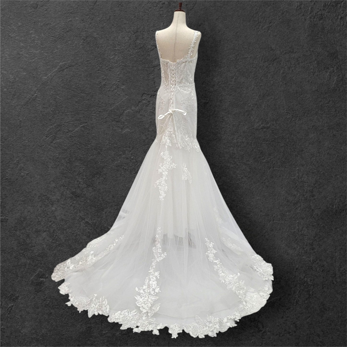 Trumpet Style Wedding Dress with Floral Appliques and Corset Back