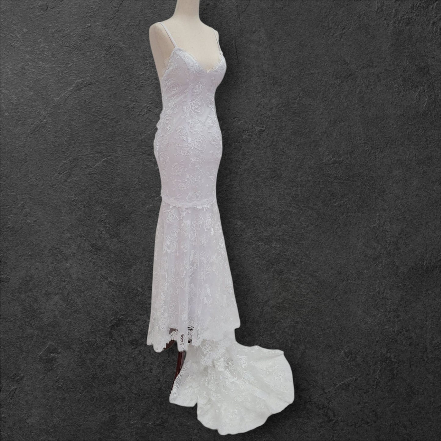 Beautiful Destination Wedding Dress with Rose Design and Low Back