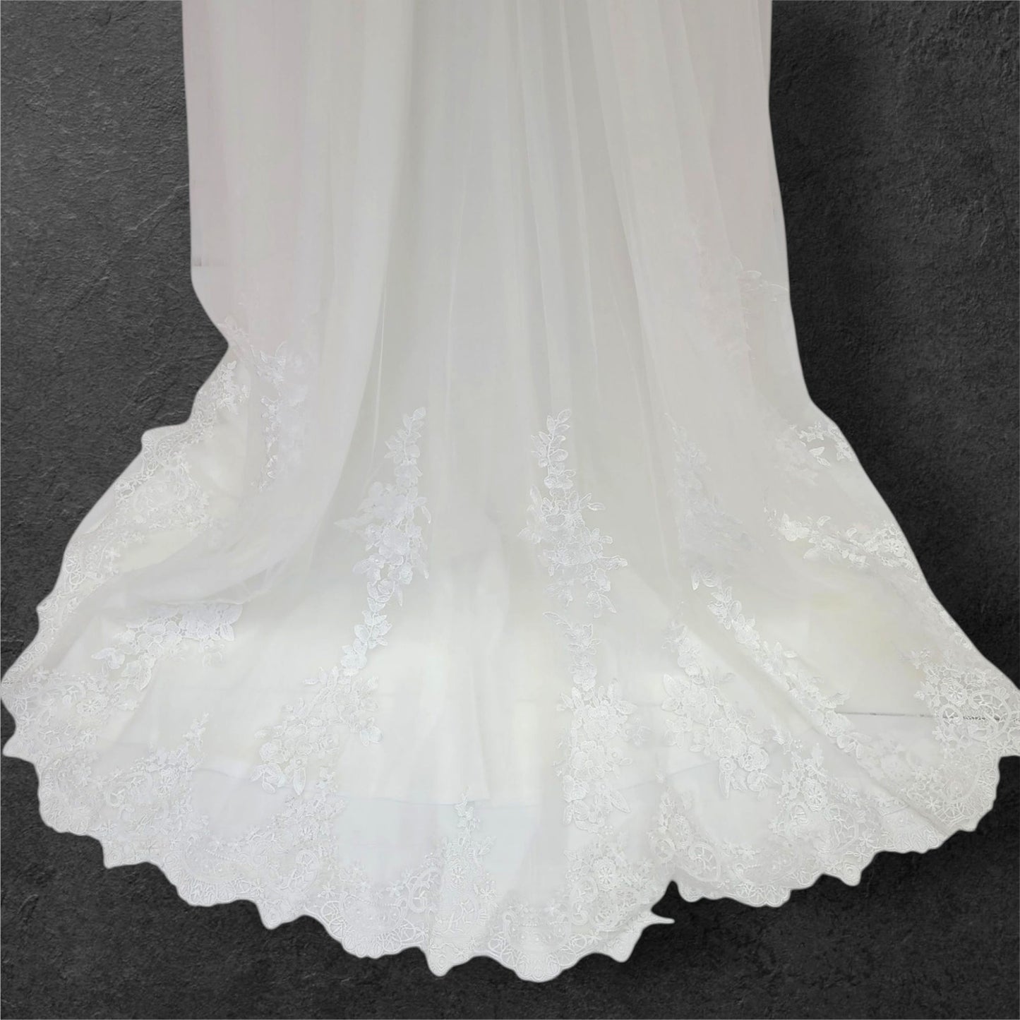 A Line Wedding Dress Silver Belt and Long Train