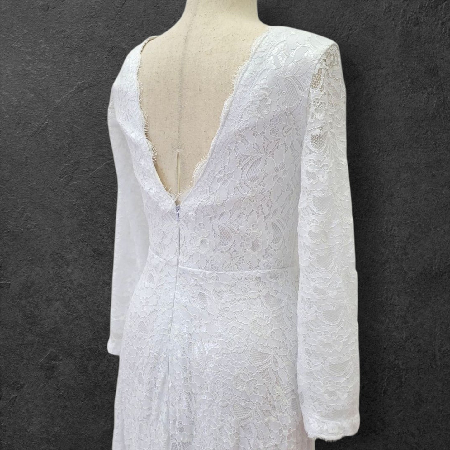 Wrap Style Long Sleeve Lace Wedding Dress with V Neck Bodice