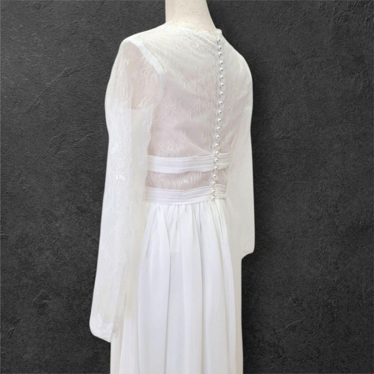 Boho Column Wedding Dress with Semi Sheer Midsection Band