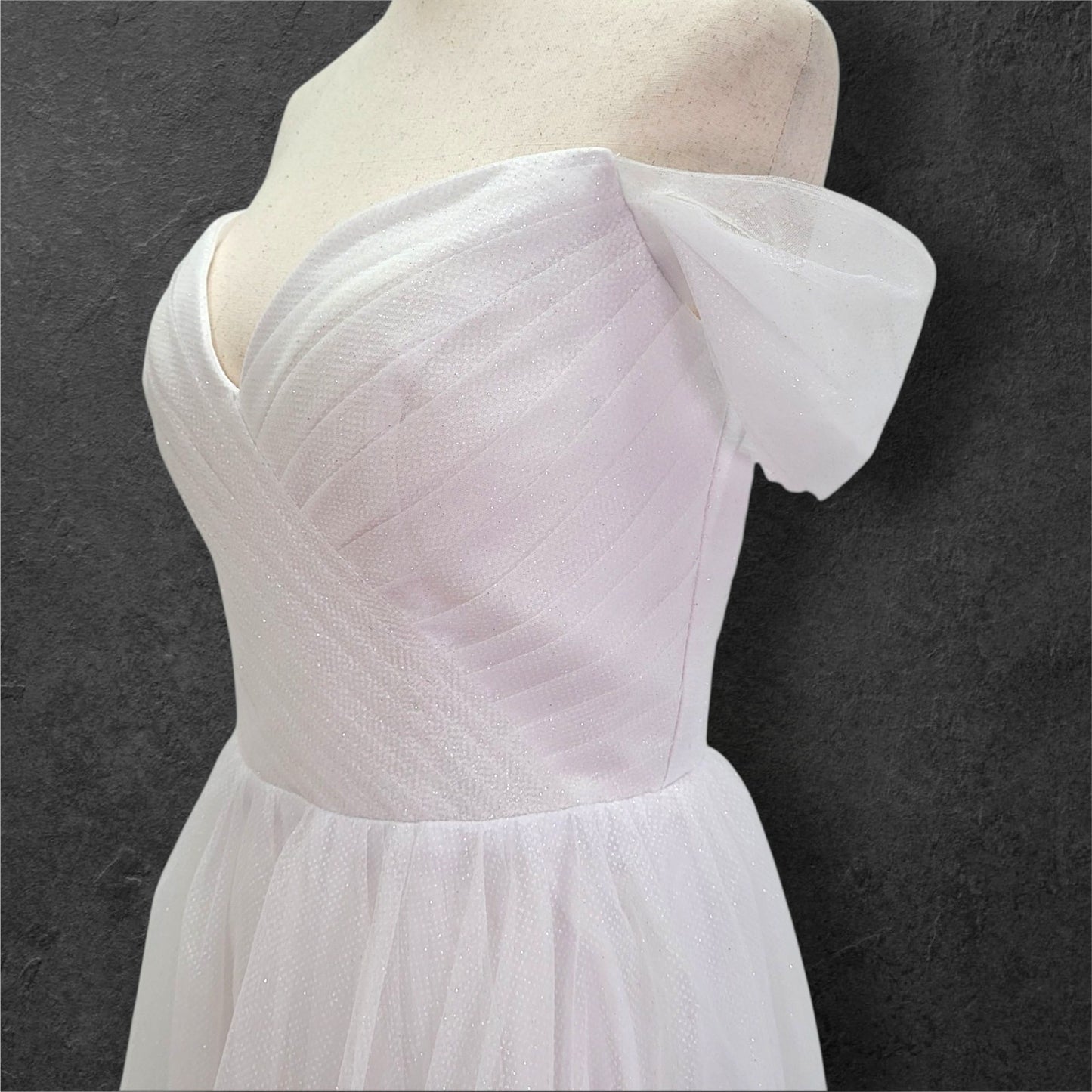 Long Sparkle Ballgown Style Wedding Dress with Off Shoulder Sleeves