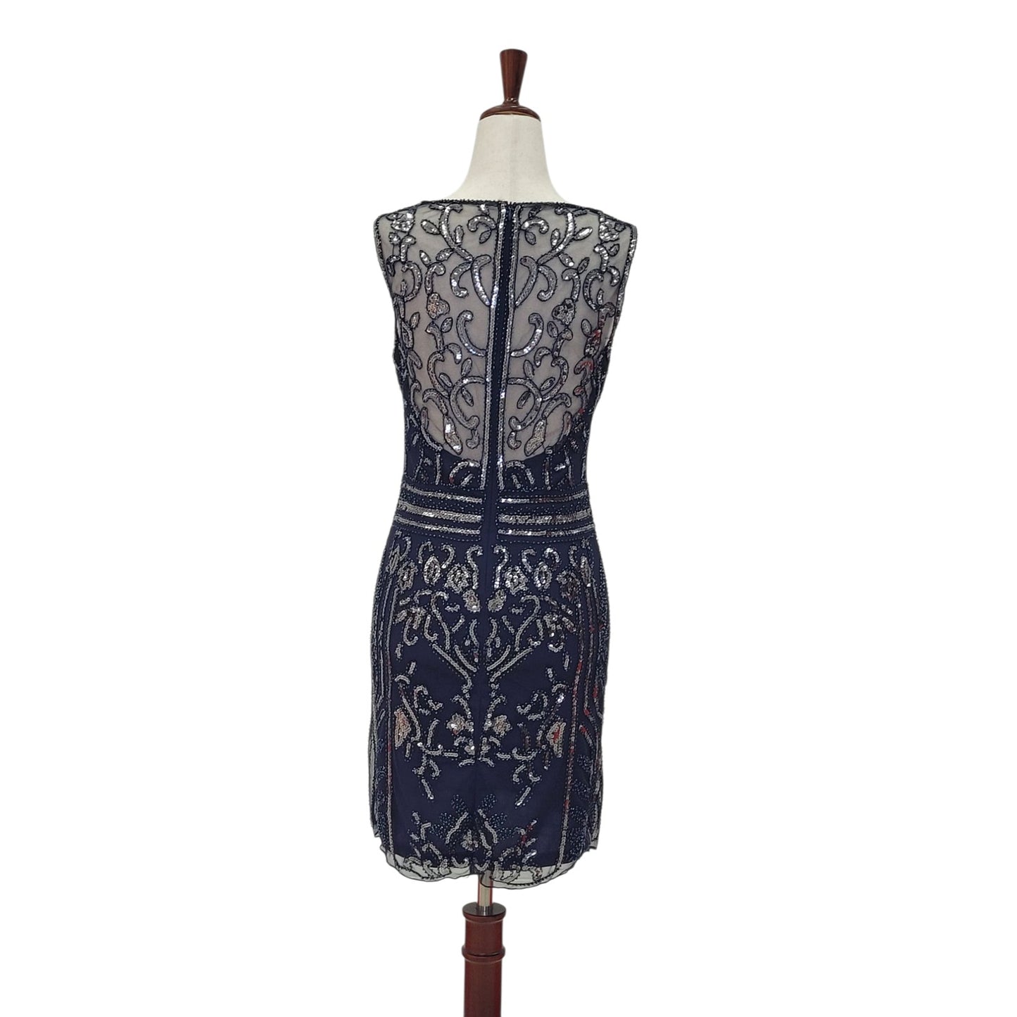 Navy Blue and Silver Sequin Cocktail Short Dress