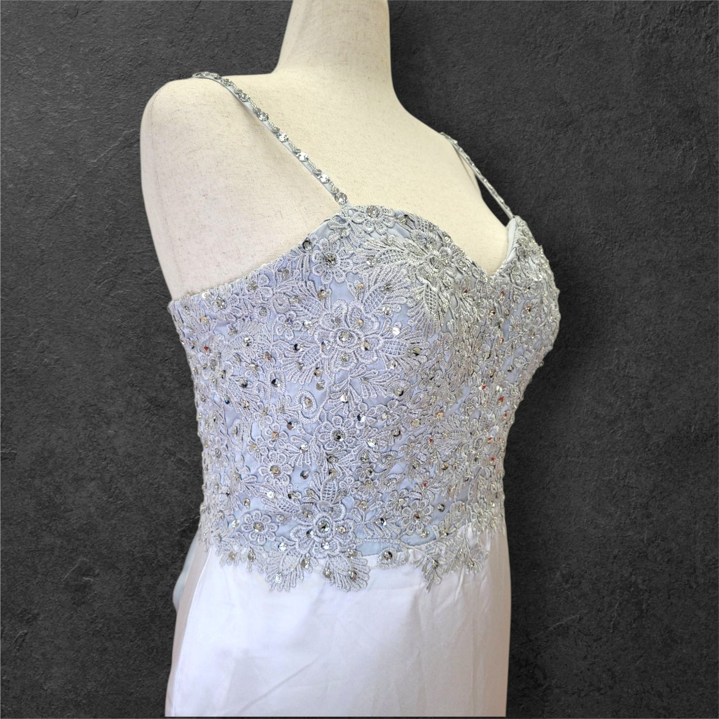 Ruffle Skirt Trumpet Wedding Dress with Silver Embroidered Corset Bodice