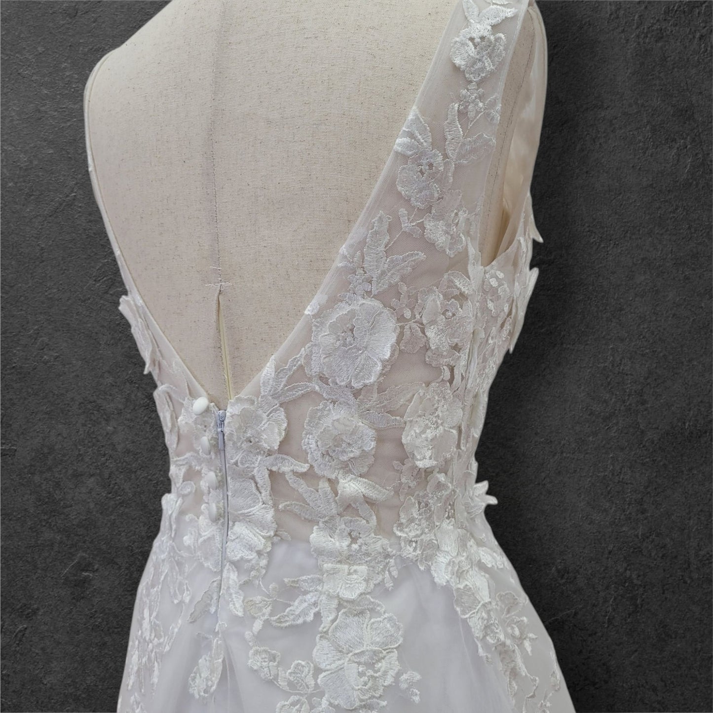 Romantic A Line V Neck Wedding Dress with Flower Appliques