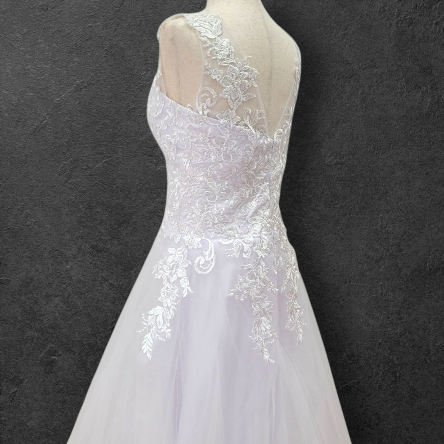Drop Waisted A Line Wedding Dress with V Neck