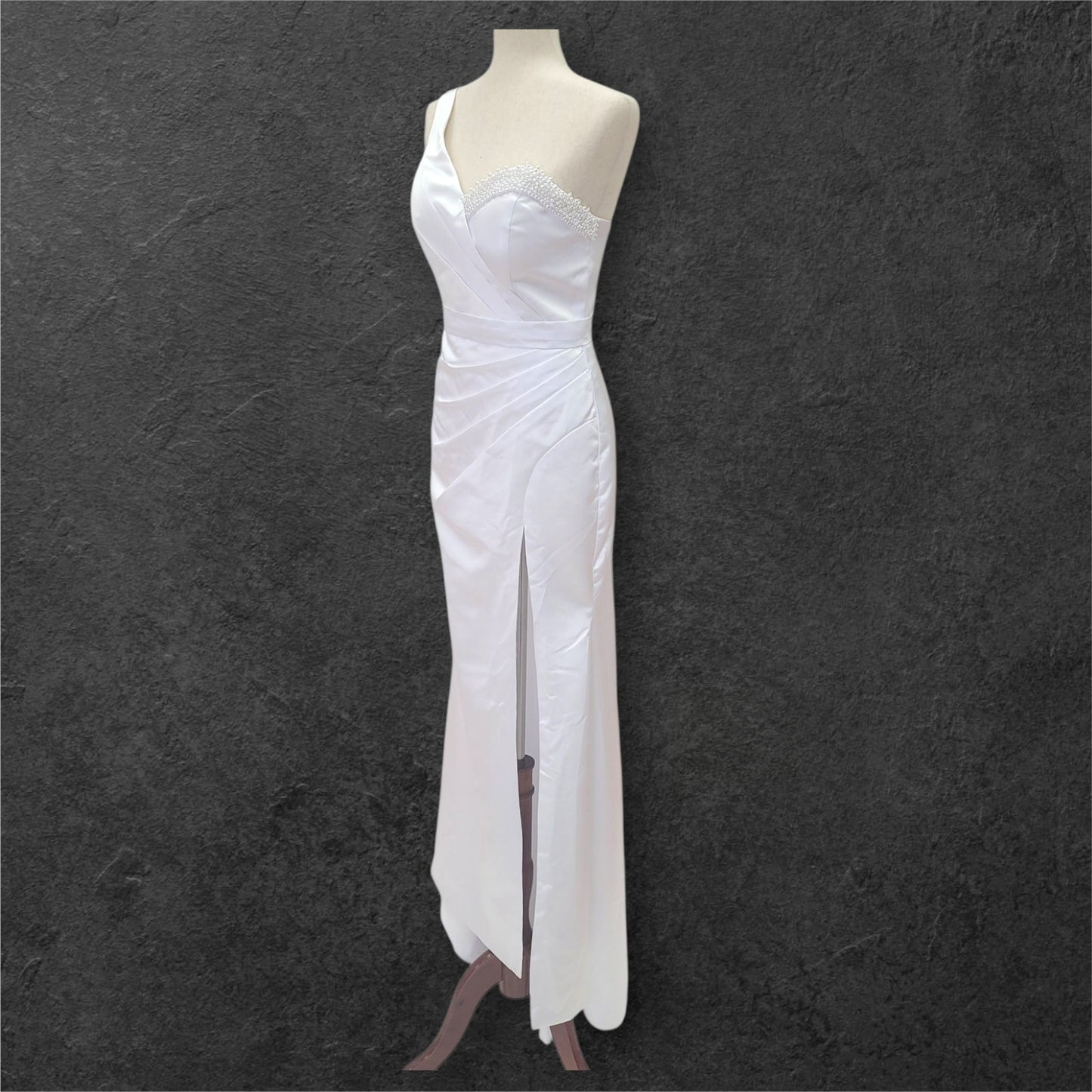 One Shoulder Satin Wedding Dress with Detachable Skirt