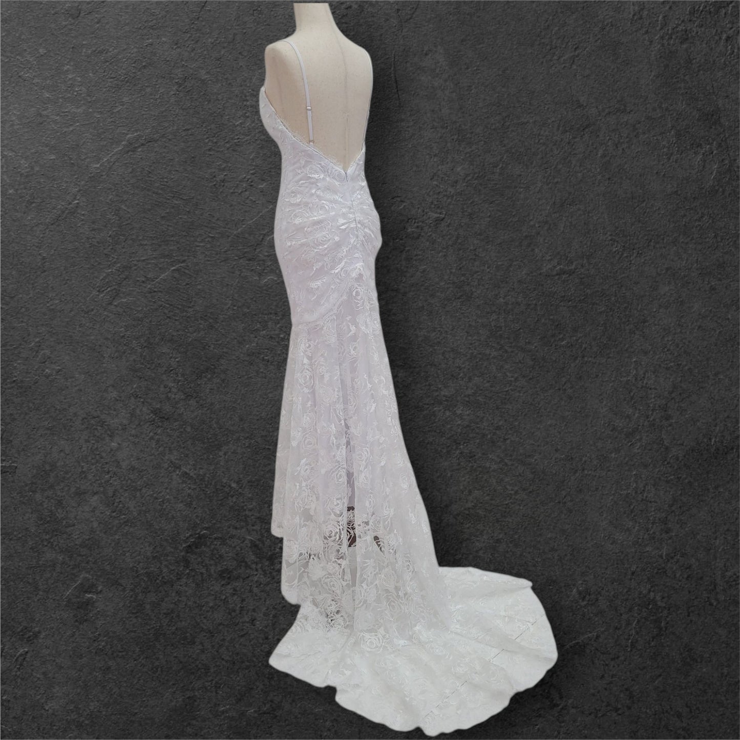 Beautiful Destination Wedding Dress with Rose Design and Low Back