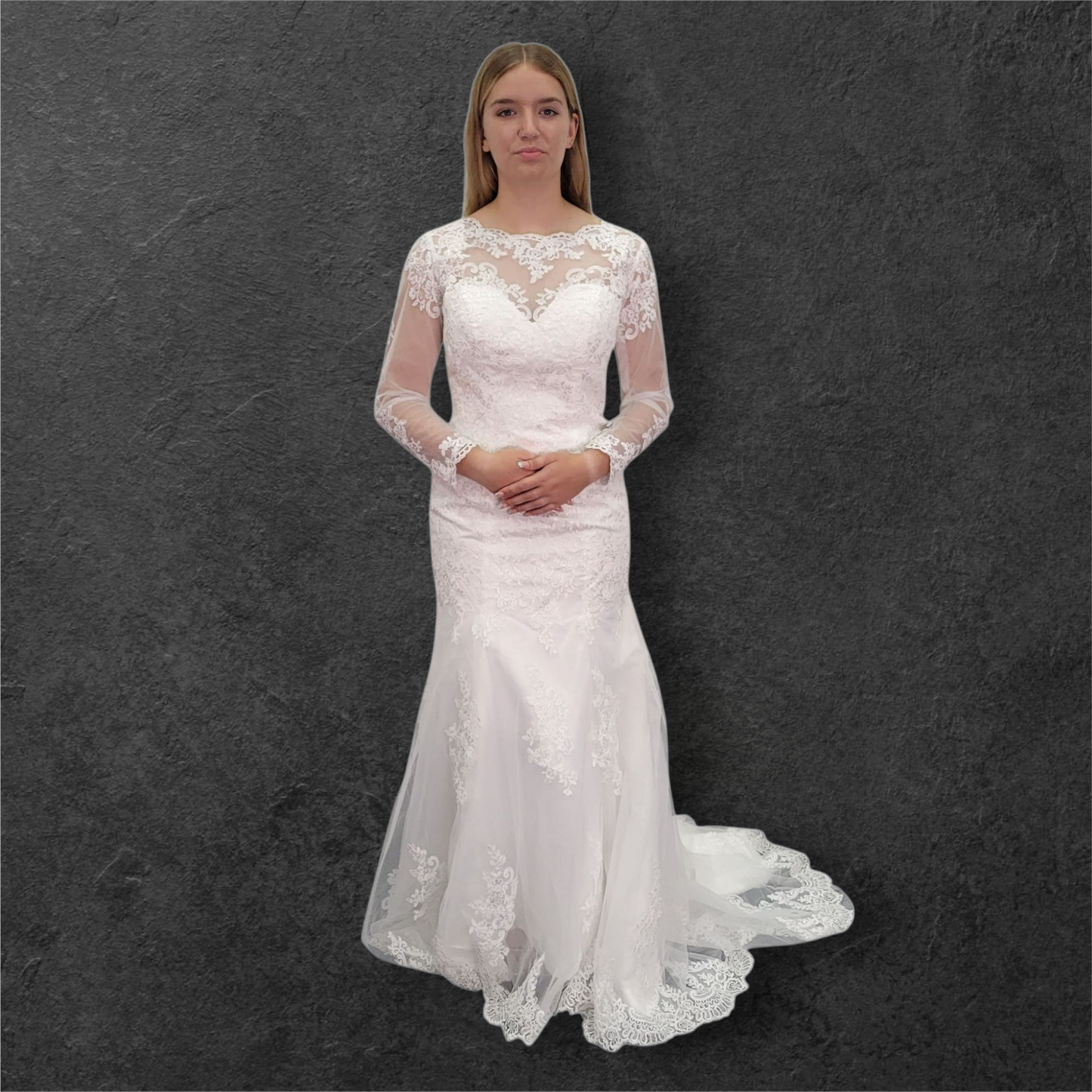Long Sleeve Trumpet Style High Neckline Wedding Dress