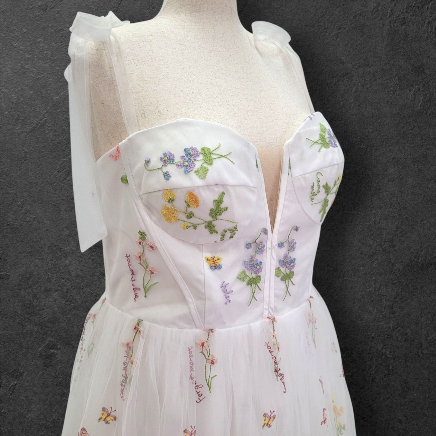 Colorful Floral Embroidered Wedding Dress with Sweetheart Neckline