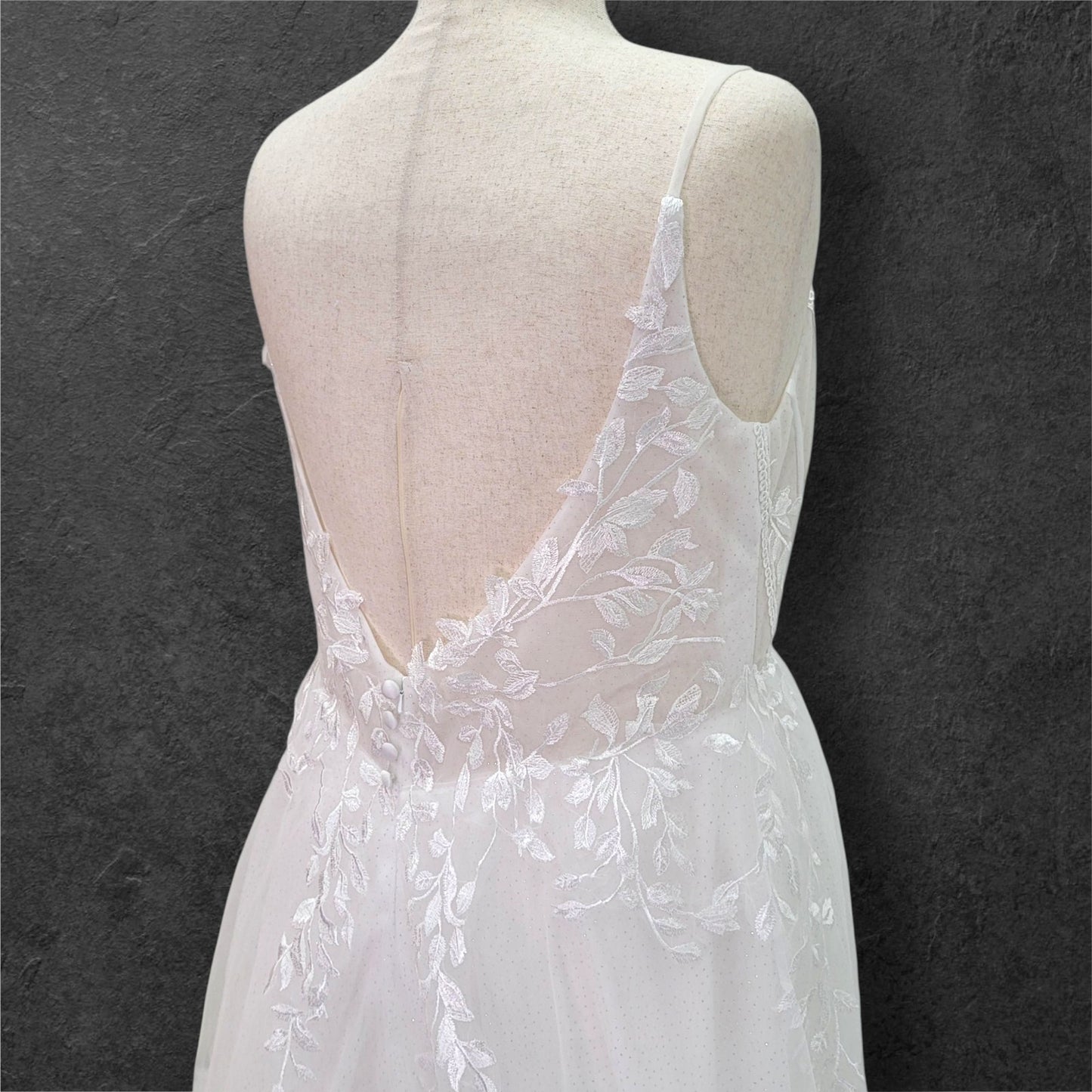 Tulle A Line Wedding Dress with Low Back and Sparkle Throughout