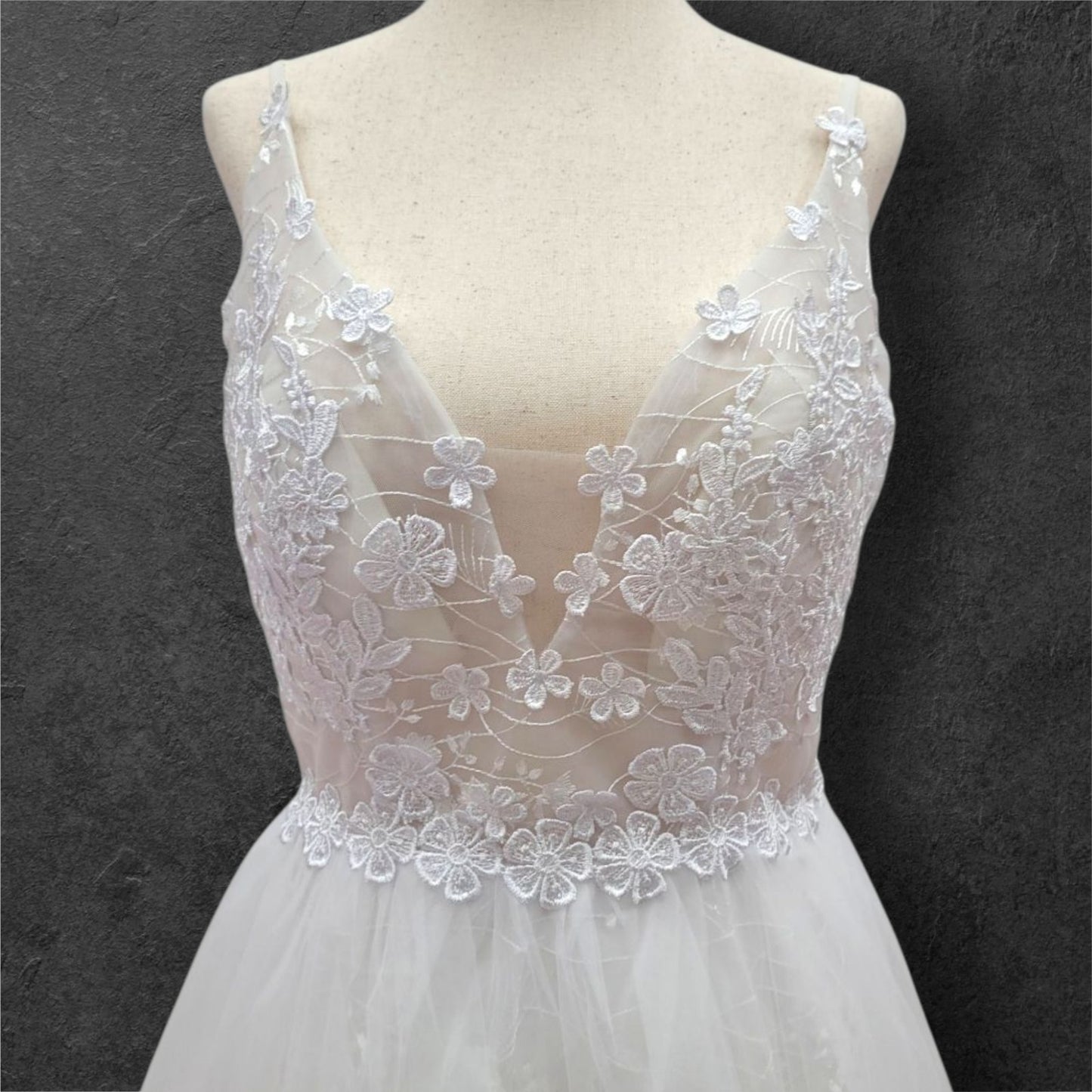 Floral V-Neck Wedding Dress