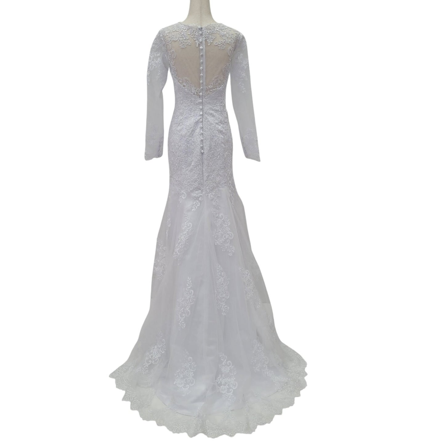 Long Sleeve Trumpet Style High Neckline Wedding Dress