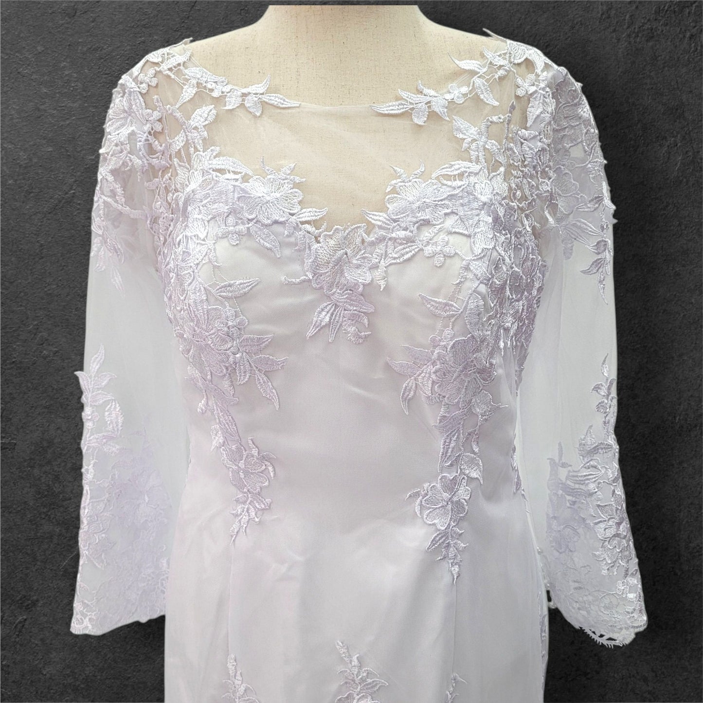 Long Sleeve Fit n Flair Wedding Dress with Zipper High Back Mesh Design
