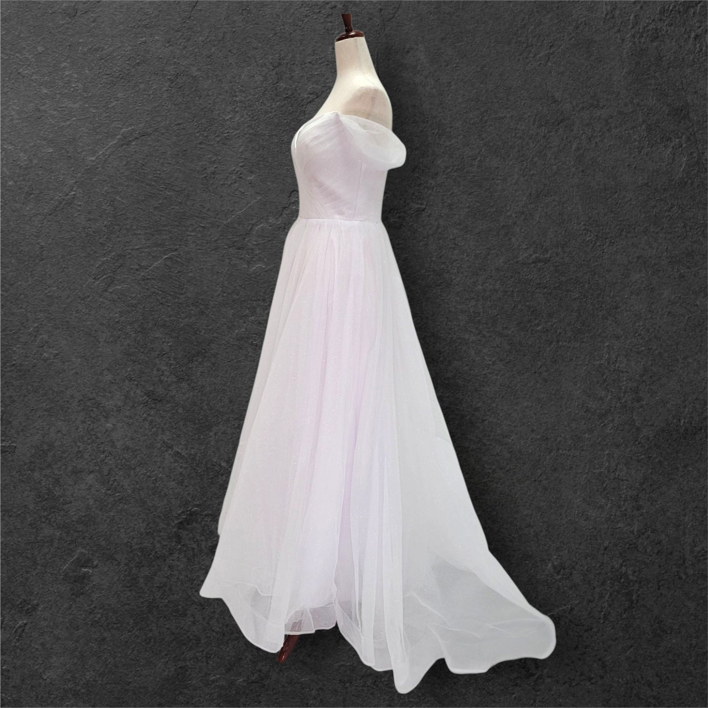 Long Sparkle Ballgown Style Wedding Dress with Off Shoulder Sleeves