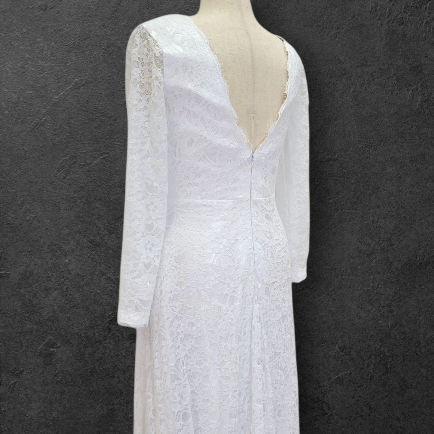Wrap Style Long Sleeve Lace Wedding Dress with V Neck Bodice