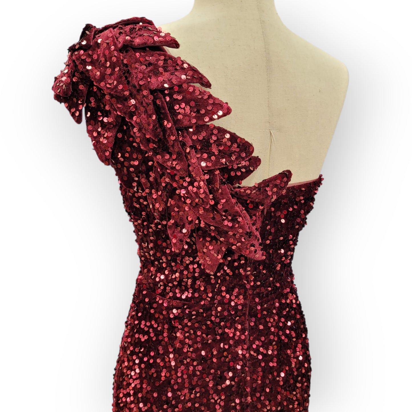 Elegant and Fun Sequin Evening Gown with Decorative Shoulder Strap