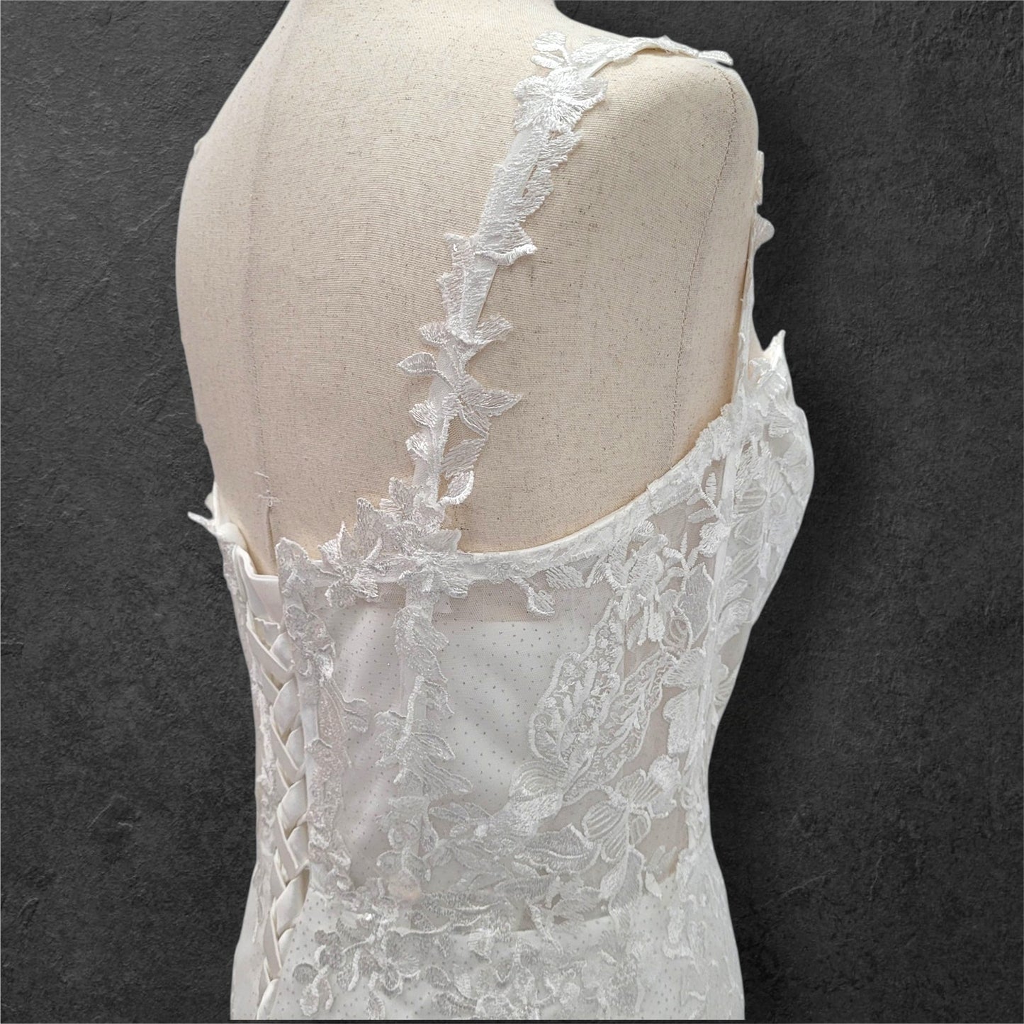 Trumpet Style Wedding Dress with Floral Appliques and Corset Back
